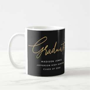 Enkel fotoskrift Svart och Guld Studenten Kaffemugg