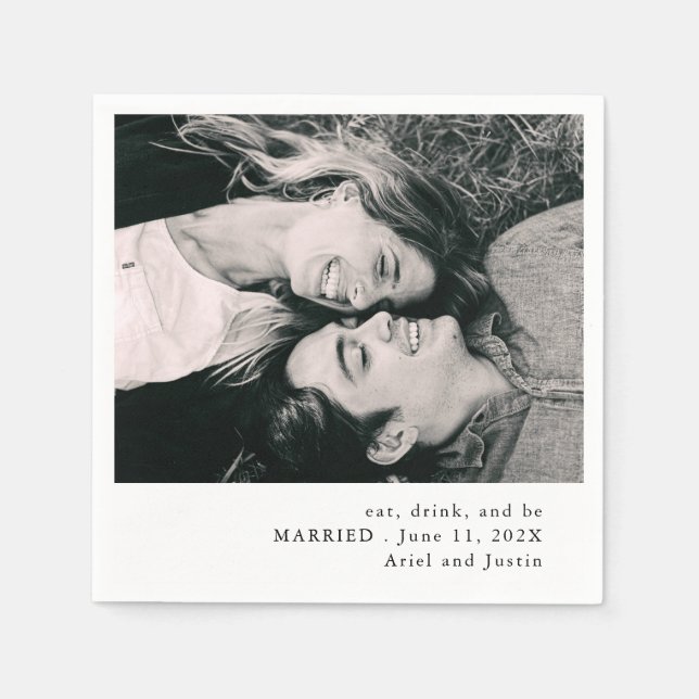 Enkel fototema Bröllop Pappersservett (Framsidan)