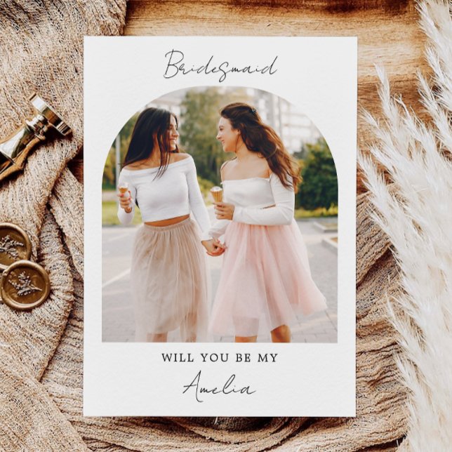 Enkel fototema, Frieri inbjudan (Simple Photo Theme Bridesmaid Proposal Invitation)
