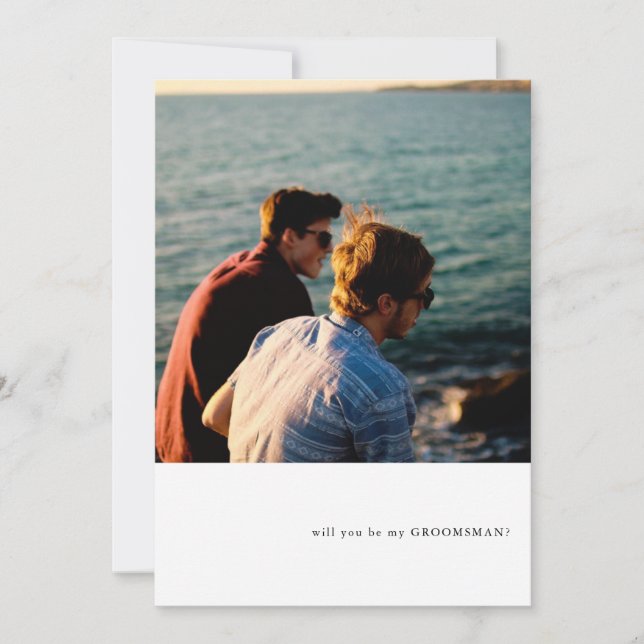 Enkel fototema Groomsman Frieri Inbjudningar (Framsida)