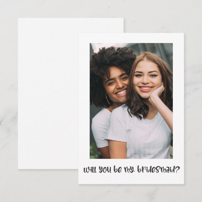 Enkel fototext blir mitt Bridesmaid-kort Inbjudningar (Fram/baksida)