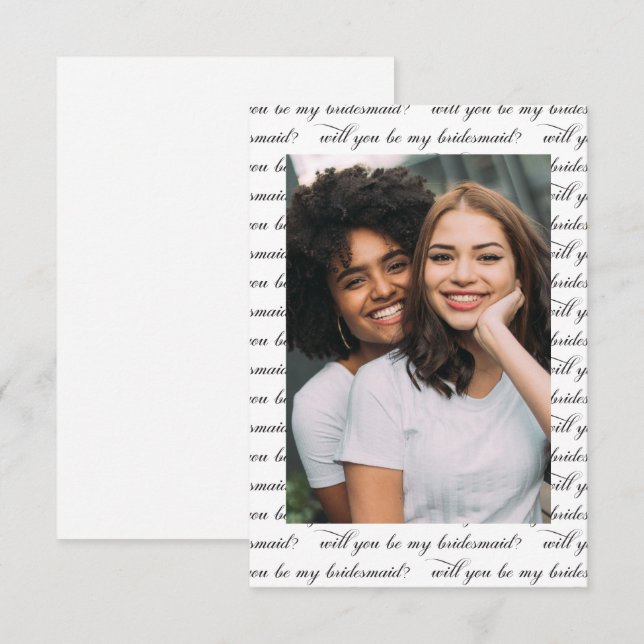 Enkel fototext blir mitt Bridesmaid-kort Inbjudningar (Fram/baksida)