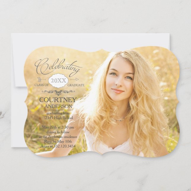 Enkel fotovarning för skript Studenten Inbjudningar (Framsida)