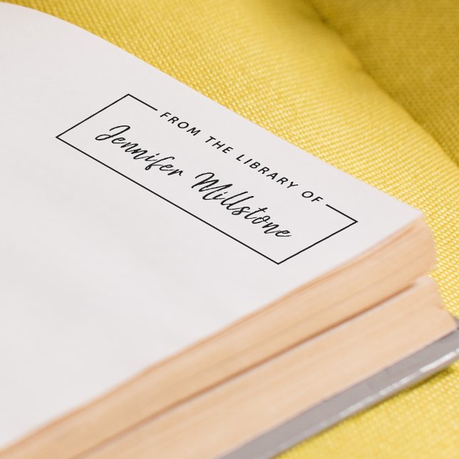 Enkel från Bibliotek i handskrivet skript Namn Självfärgande Stämpel (Skapare uppladdad)