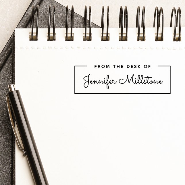 Enkel från skrivbordet skriptnamn självfärgande stämpel (Simple From the Desk of Script Name Self-inking Stamp)