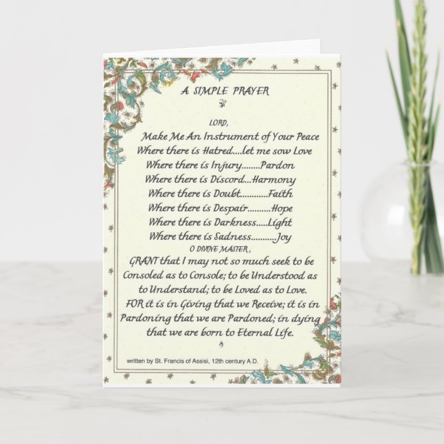 enkel francis=florentine för prayer=St Francis Kort (Framsida)