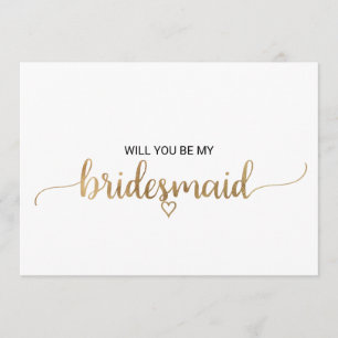 Enkel Frieri av Guld Calligraphy Bridesmaid Inbjudningar