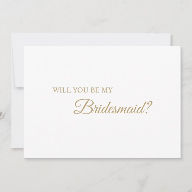 Enkel Frieri av Guld Calligraphy Bridesmaid Inbjudningar (Framsida)