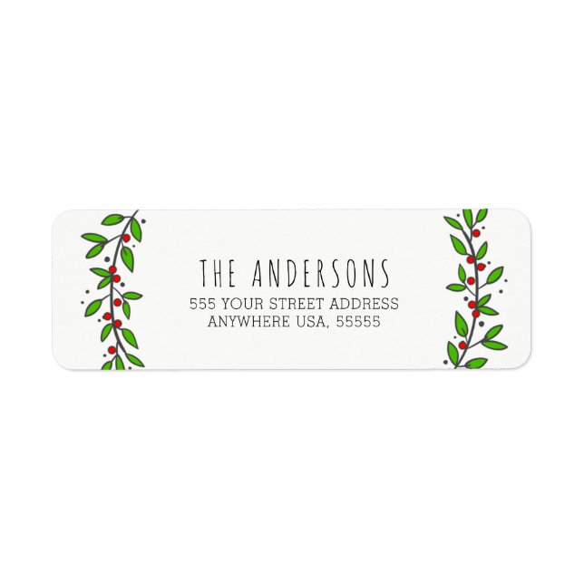 Enkel frisk andedräkt Modern jul Returadress Etikett (Framsidan)