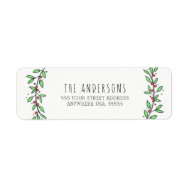 Enkel frisk krans Modern jul Returadress Etikett