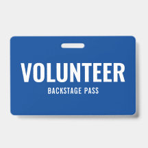 Enkel frivilligpass blå horisontell ID-bricka