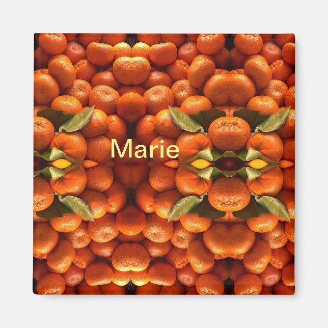 Enkel frukt i orangen tillför namn minsta anpassni magnet (Framsidan)