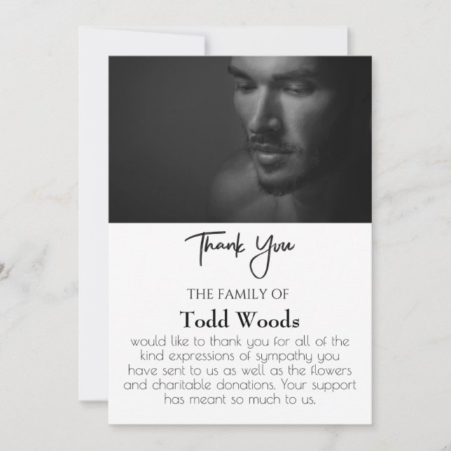 Enkel funktionell fototack, ditt kort, sympati inbjudningar (Framsida)