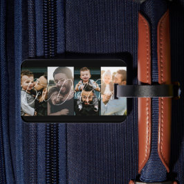 Enkel fyra foto Collage Best Pappa-skript Bagagebricka