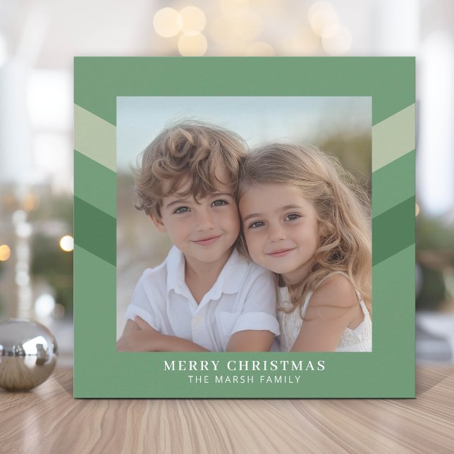 Enkel fyrkantig bild - minimalistisk retro rand julkort (Simple Retro Stripes Holiday Greeting)