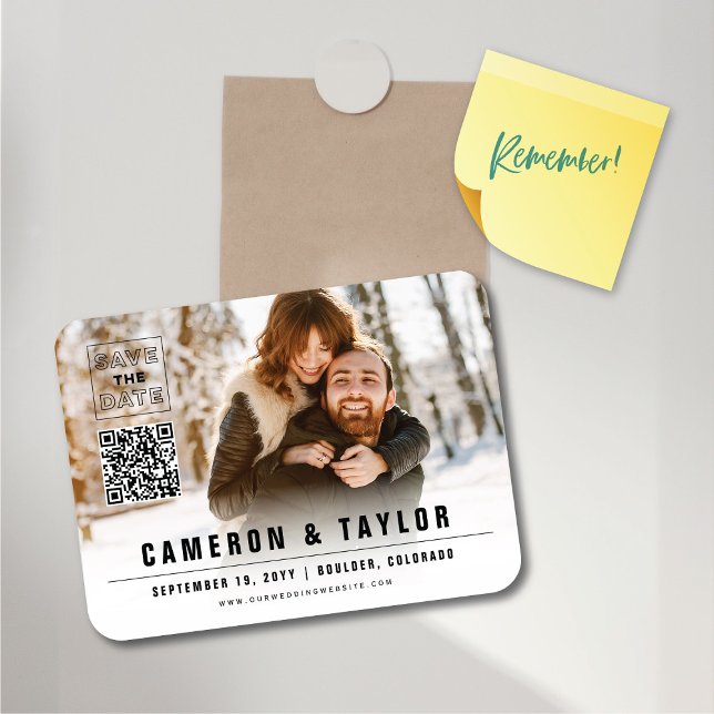 Enkel Fyrkantig Låda Foto Modern Chic Save The Dat Magnet (Simple Minimalist Square Box Photo Modern Chic Save The Date Flexible Magnet @ fat_fa_tin)