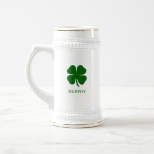 Enkel Fyrklöver Grön Shamrock Irländsk Sejdel