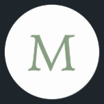 Enkel Garden Grönt och vit Monogram Bröllop Runt Klistermärke<br><div class="desc">Enkla ändå elegant bröllop-klistermärken med ett första monogram,  i ett serieteckensnitt för trädgårdsodling över en vit grönt. Denna grundläggande och tydliga utformning är perfekten för ett minimalistiskt stil. Dessa chic- och snyggtar gör underbara förseglingar.</div>