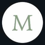 Enkel Garden Grönt och vit Monogram Bröllop Runt Klistermärke<br><div class="desc">Enkla ändå elegant bröllop-klistermärken med ett första monogram,  i ett serieteckensnitt för trädgårdsodling över en vit grönt. Denna grundläggande och tydliga utformning är perfekten för ett minimalistiskt stil. Dessa chic- och snyggtar gör underbara förseglingar.</div>