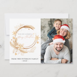 Enkel Geometric Golden Blommigt Helgdag Crad Inbjudningar