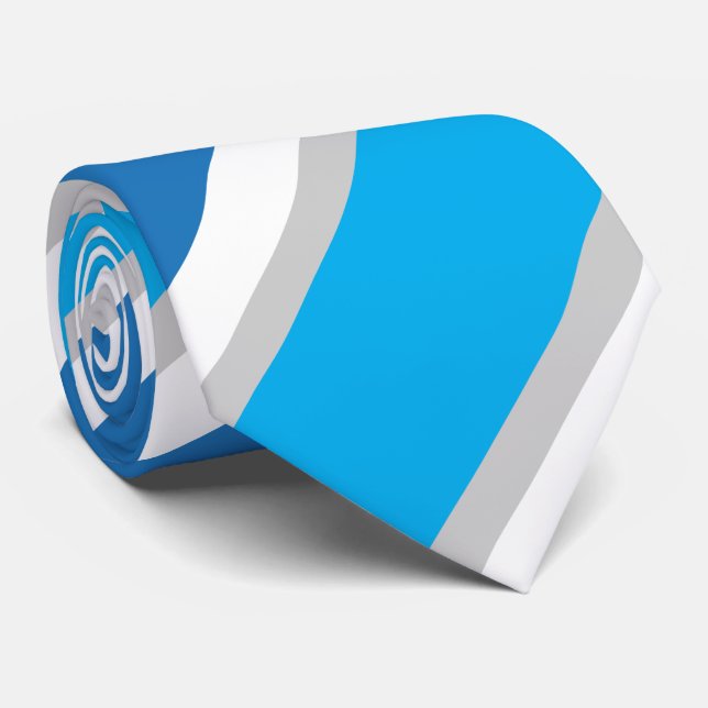 Enkel geometrisk blå vit och Grått Rand Slips (Rullad)