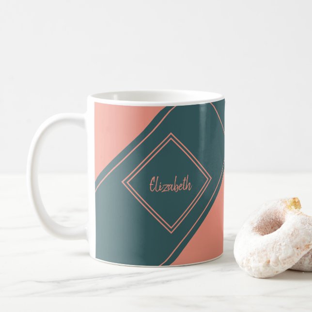 Enkel geometrisk diamant med anpassat namn kaffemugg (Med munk)