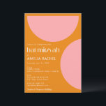 Enkel geometrisk form Bat mitzvah Orange för Rosa Inbjudningar<br><div class="desc">Anpassningsbar Enkel geometrisk form Rosa och Orange Modern Bat mitzvah inbjudan</div>