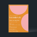 Enkel geometrisk form Bat mitzvah Orange för Rosa Inbjudningar<br><div class="desc">Anpassningsbar Enkel geometrisk form Rosa och Orange Modern Bat mitzvah inbjudan</div>