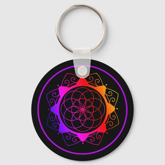 Enkel geometrisk mandala-nyckelring nyckelring (Framsida)