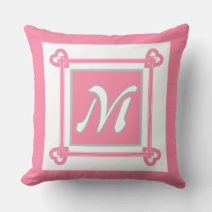 Enkel, geometrisk, Mönster, Rosa, Grått Kudde