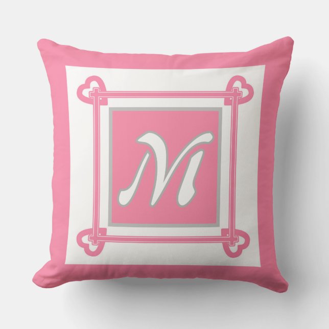Enkel, geometrisk, Mönster, Rosa, Grått Kudde (Framsida)
