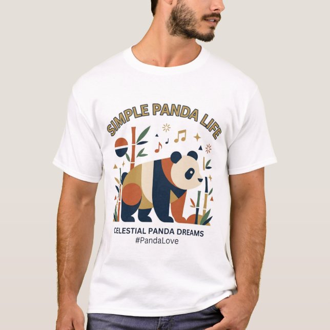 Enkel Geometrisk Panda Minimalistisk Abstrakt Kons T Shirt (Framsida)