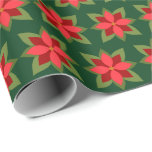 Enkel geometrisk Poinsettia Mönster Presentpapper<br><div class="desc">En mönster i jul av en sjaskig och modern poinsettia blomma mönster på festlig mörk grönt. Fira den här inhemska anläggningen i Westerna Mexiko,  som heter cuetlaxochitl före koloniseringen,  och omsluta dina gåvor med naturskönhet.</div>