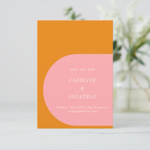 Enkel geometrisk Rosa och Orange typografi Spara Datumet