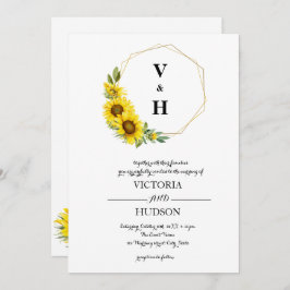 Enkel geometrisk solros i Guld Inbjudningar