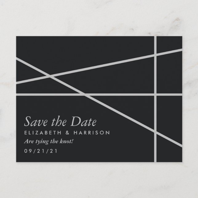 Enkel geometrisk Stil Bröllop spara datum Meddelande Vykort (Framsida)