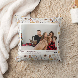 Enkel Gift och Glad Nygift Jul Foto Kudde