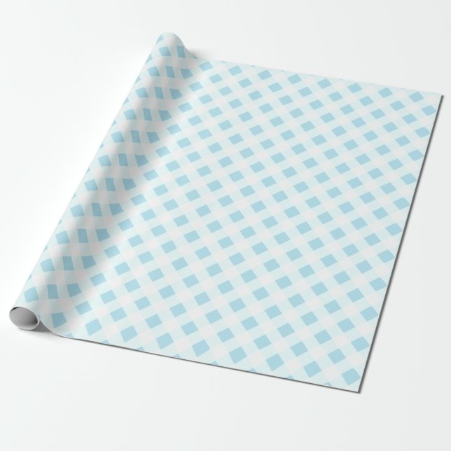 Enkel Gingham Wrapping papper Baby blue Presentpapper (Utrullad)