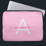 Enkel Girly Rosa Personlig Namn & Monogram Laptop Fodral<br><div class="desc">Med den här enkla Rosan Namn och Monogram Laptop sleeve,  som är Personlig och Monogram,  får du en bra snyggt på din teknik. Med en mjuk rosa-design med anpassade namn och monogramalternativ blandas feminin-charmen med vardaglig funktion. Perfekt för arbete,  skola eller resor.</div>