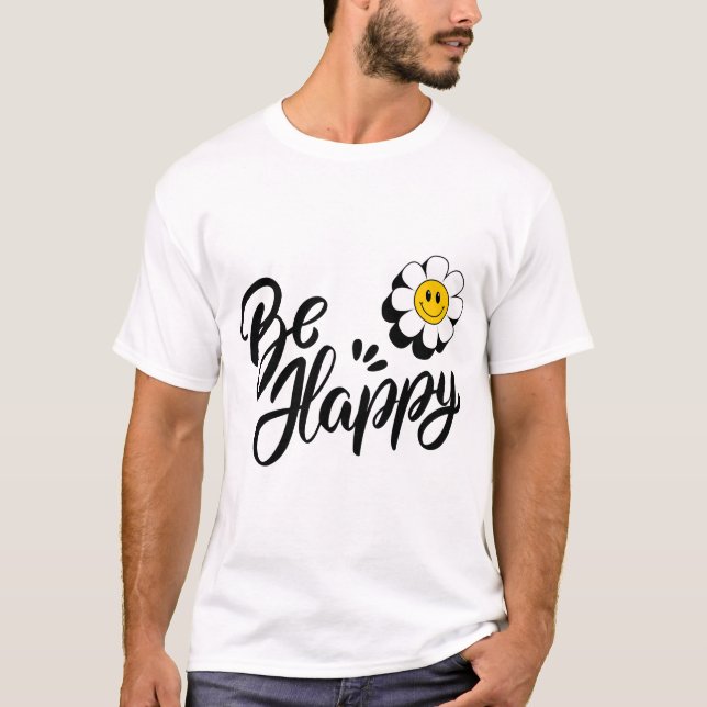 Enkel Glad Blomma - Bra Vibrationer Leende Design T Shirt (Framsida)