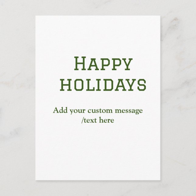 Enkel glad helg-jul med minimal grönt vykort (Framsida)