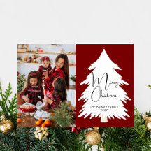 Enkel Glad Jul Tall Träd familjefoto