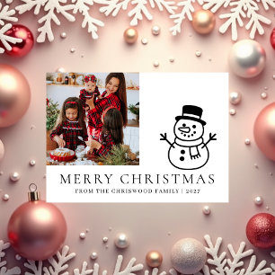 Enkel Glad Jul Tall Träd familjefoto Julkort
