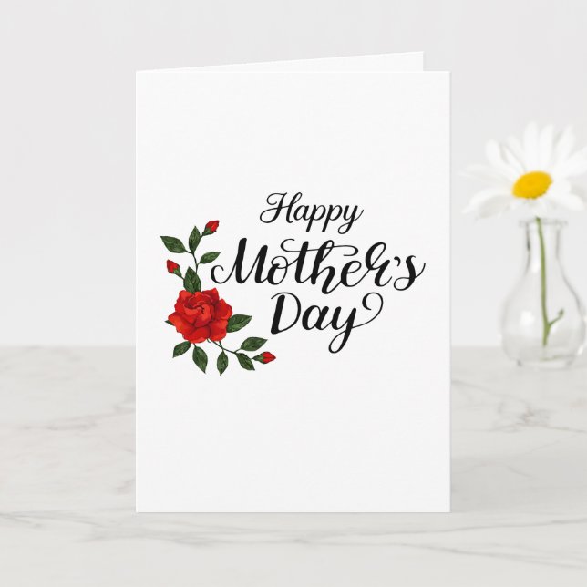 Enkel Glad mors dag blomster kalligrafi |  Kort (Liten växt)