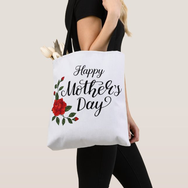 Enkel Glad mors dag blomster kalligrafi |  Tygkasse (Närbild)