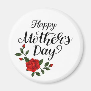 Enkel Glad mors dag floral kalligrafi Magnet