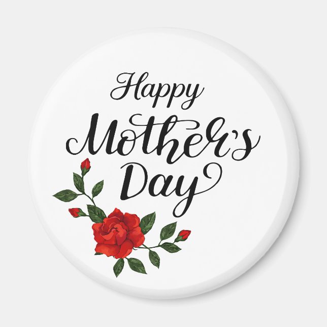 Enkel Glad mors dag floral kalligrafi |  Magnet (Framsidan)