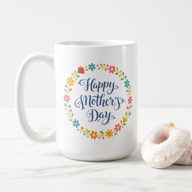 Enkel Glad mors dag kalligrafi Blommig |  Kaffemugg (Med munk)