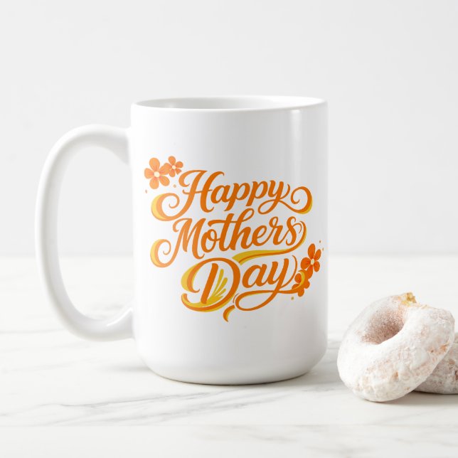 Enkel Glad morsdag Blommig kalligrafi |  Kaffemugg (Med munk)