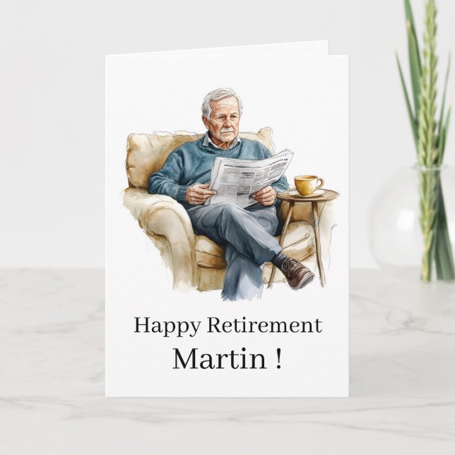 Enkel Glad Pensionär Grattis Modern  Kort (Framsida)